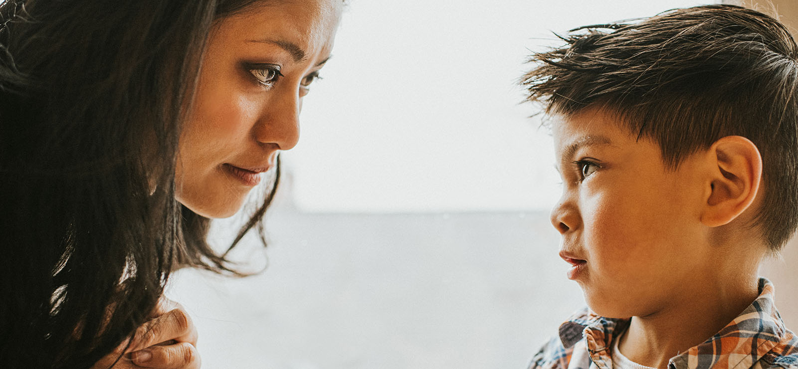 mother and child talking