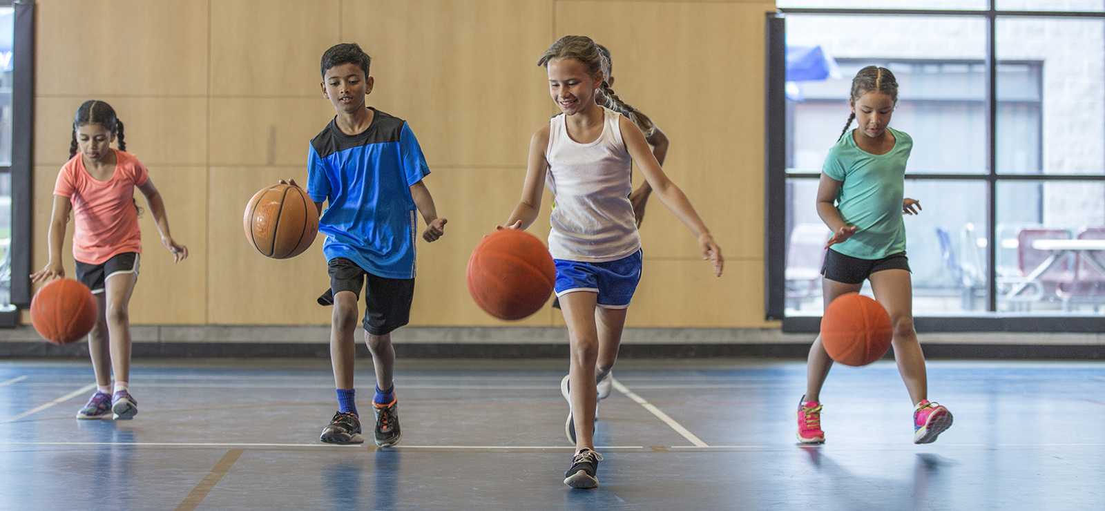 Kids playing basketball
