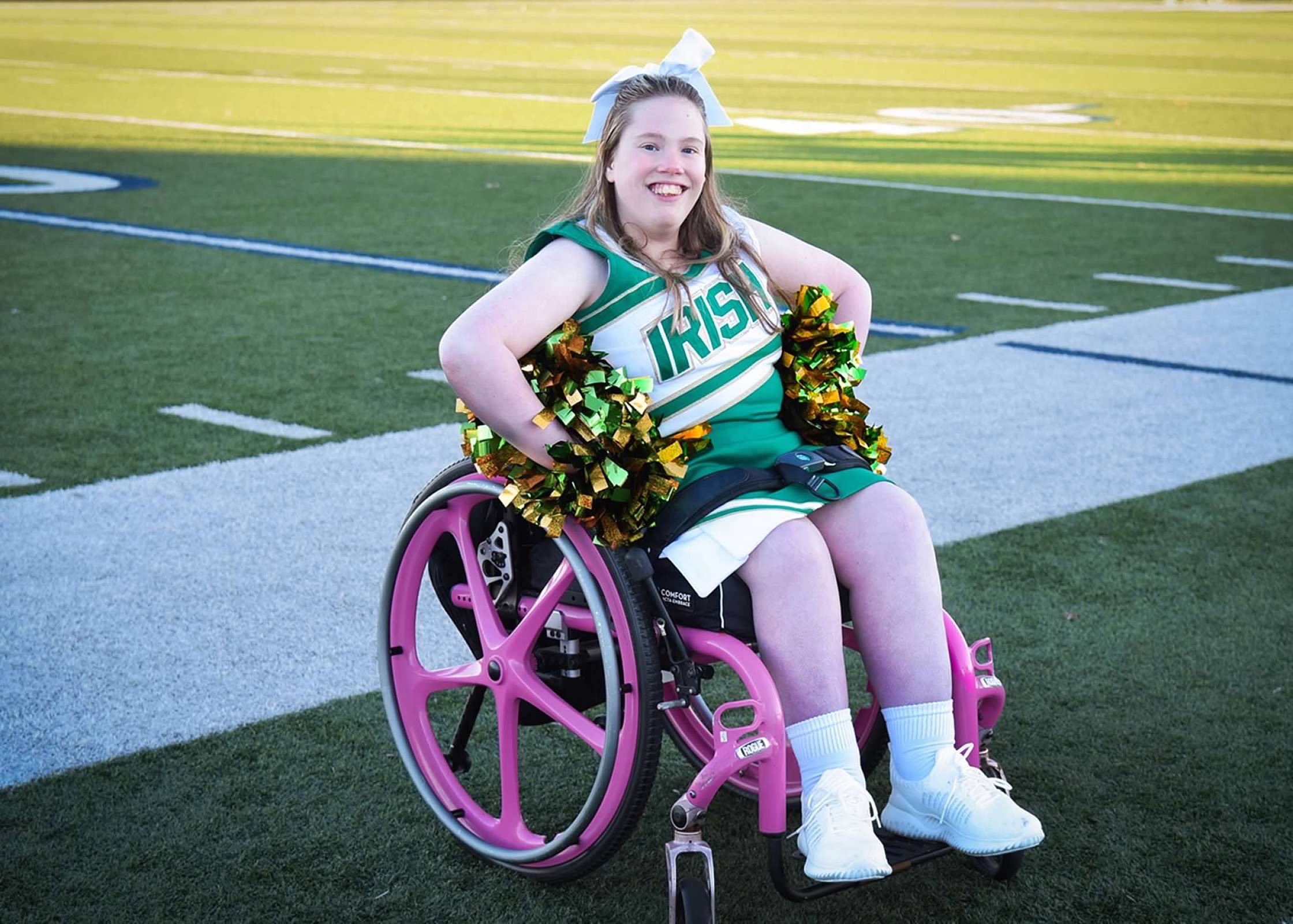 A photo of a young cheerleader.