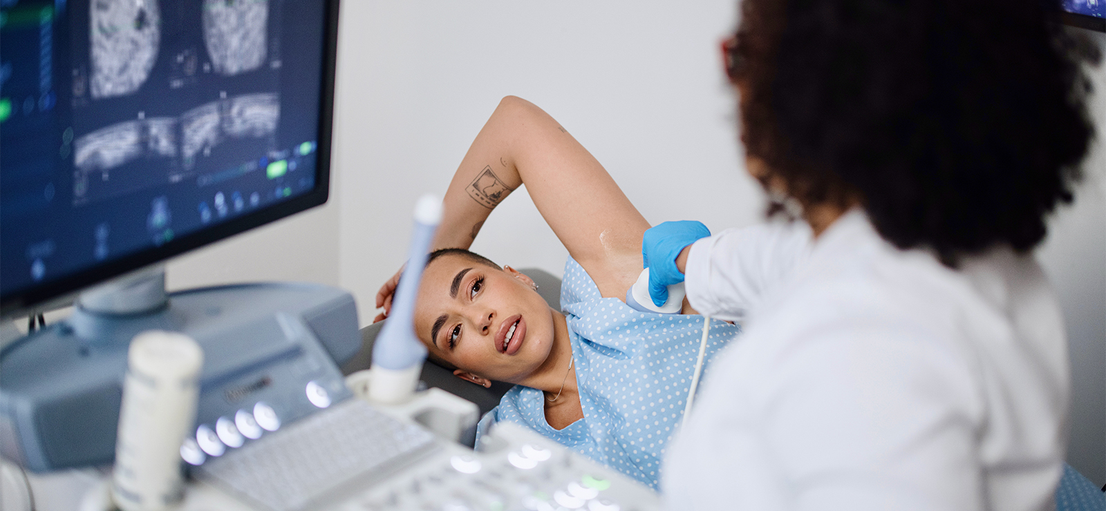 A woman being tested at a hospital.