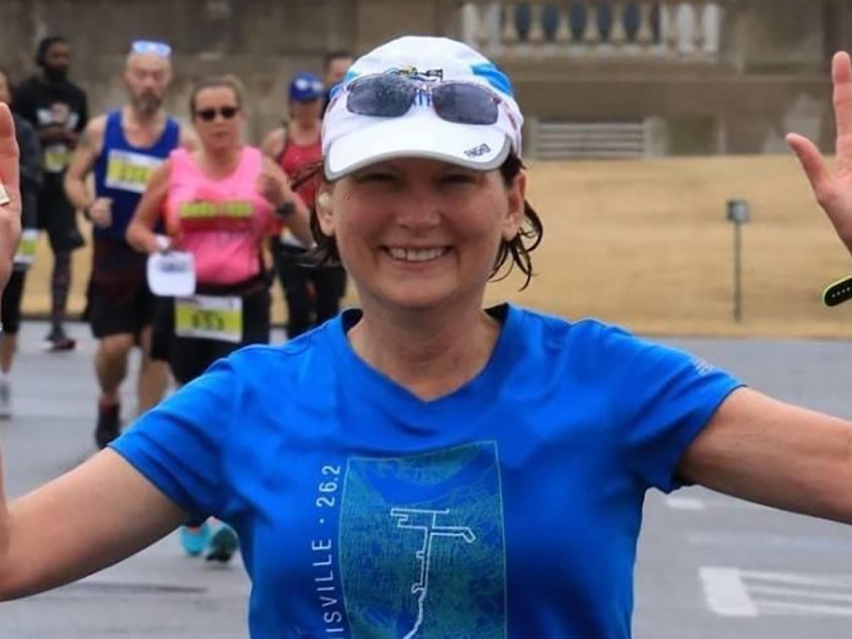 Karen in a marathon in Little Rock