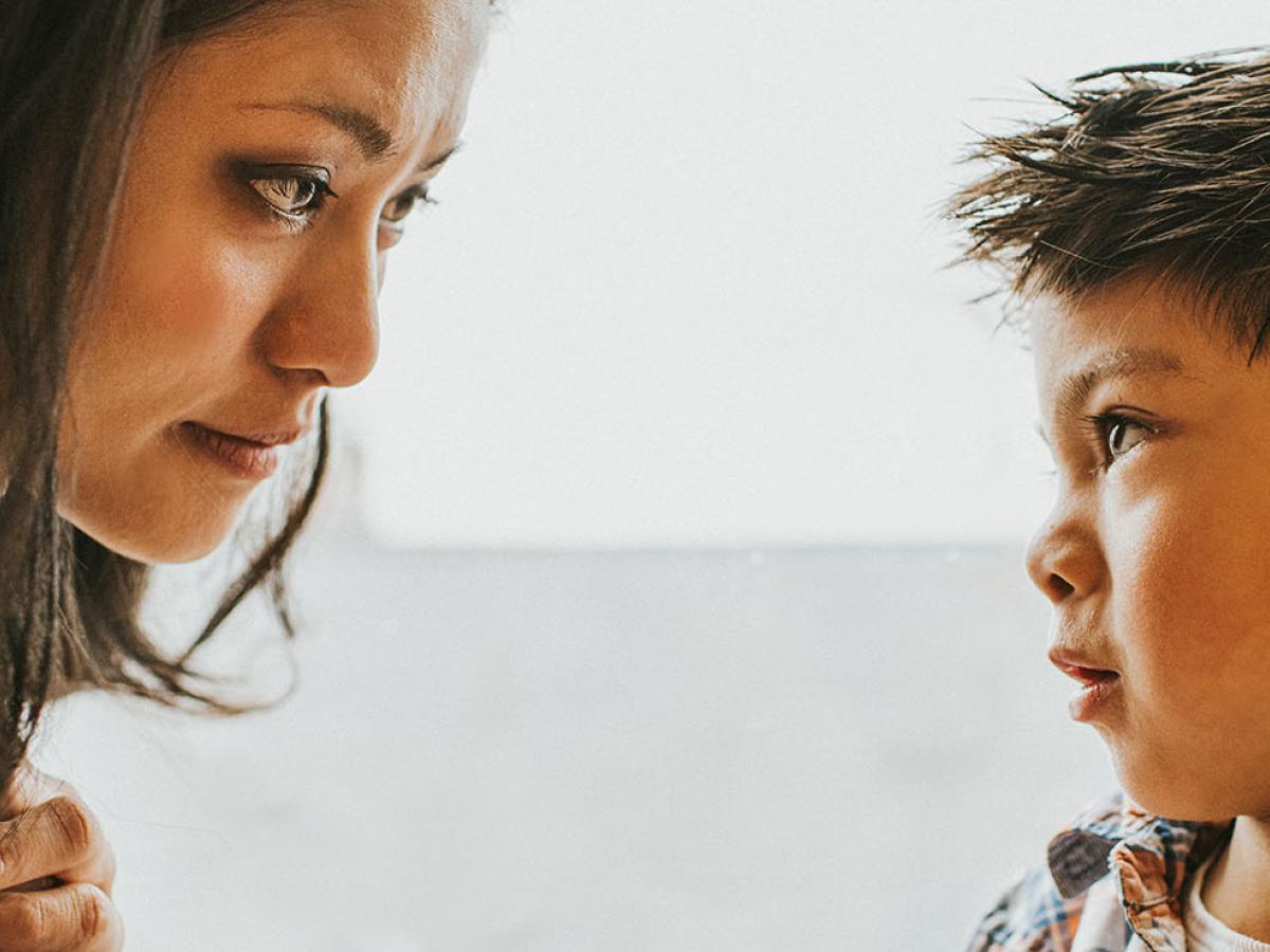 mother and child talking