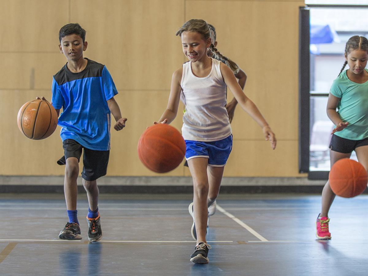 Kids playing basketball