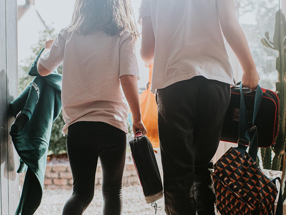 children leaving for school