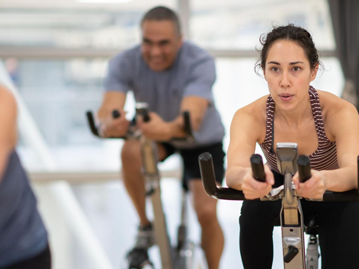 Group of people in a spin class