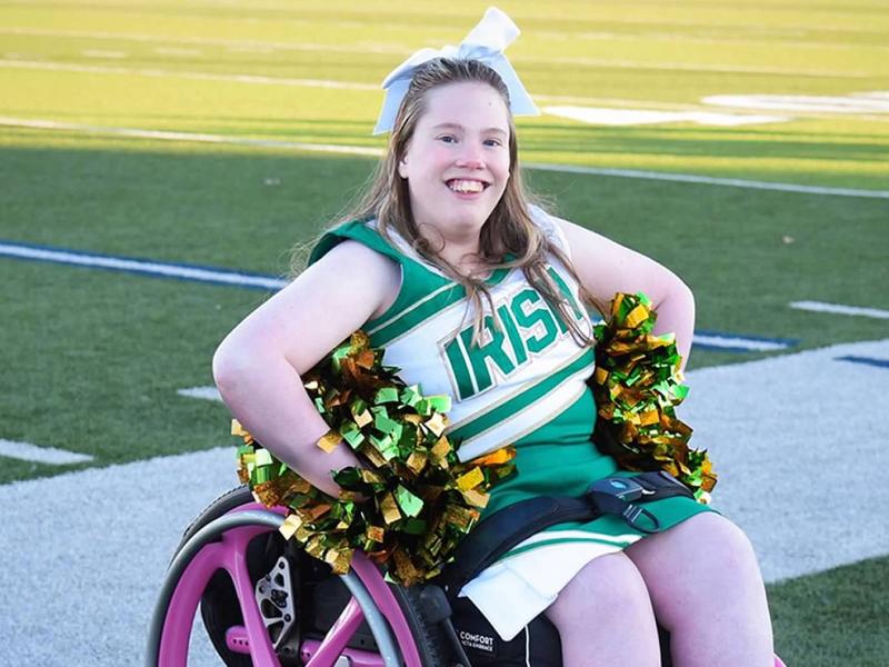 A photo of a young cheerleader.